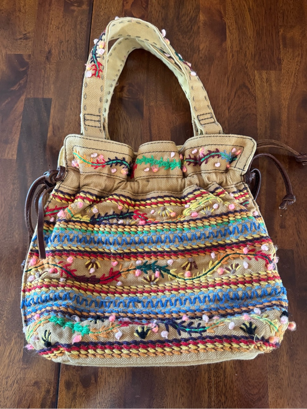 Lucky Brand Multicolor Embroidered Canvas Shoulder Bag